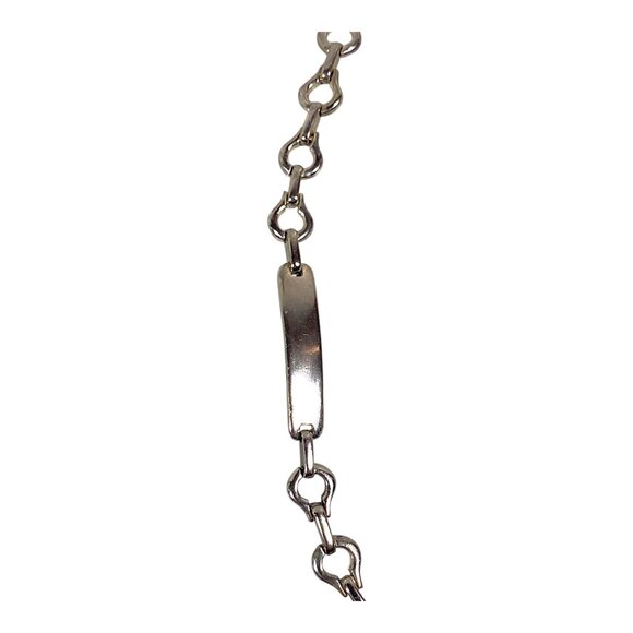 ID Bracelet S/M Silver Plated Blank Name Plate Classic Secretary Hip Hop Vintage - Picture 10 of 16